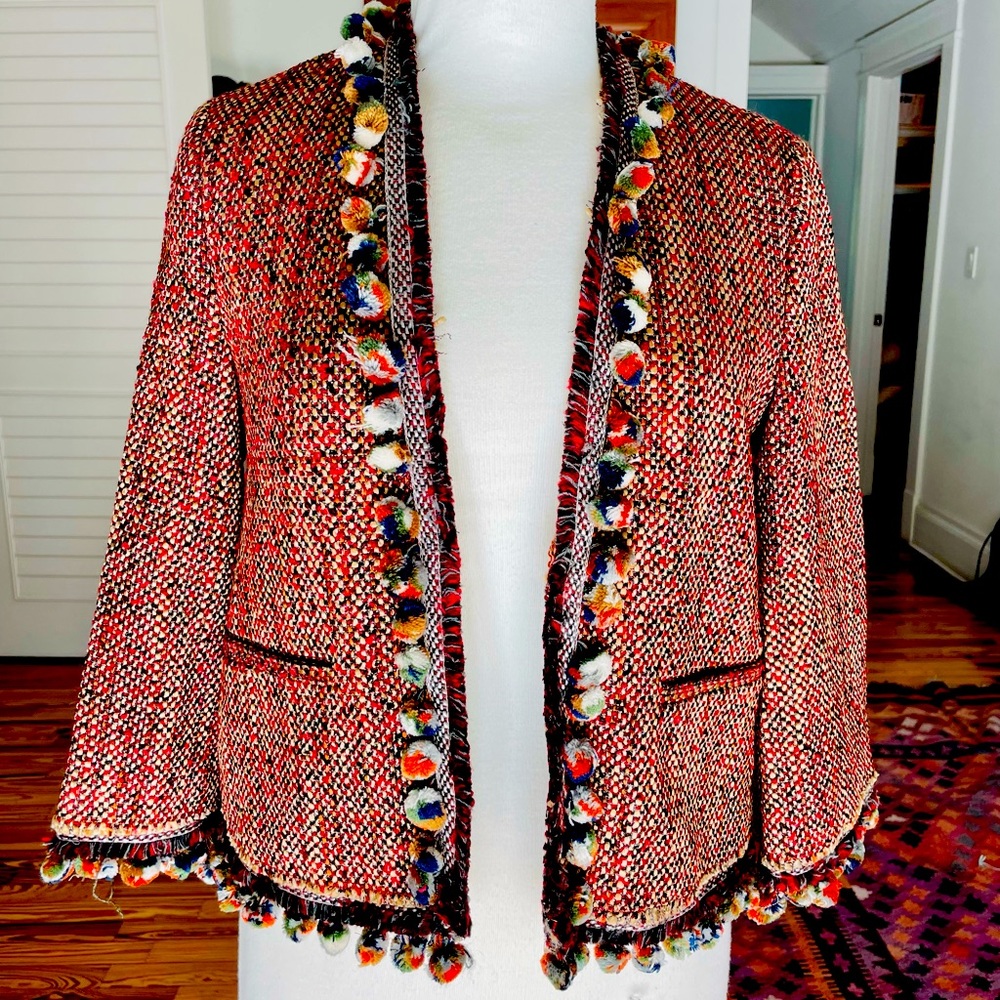 BNWT Zara pompom blazer